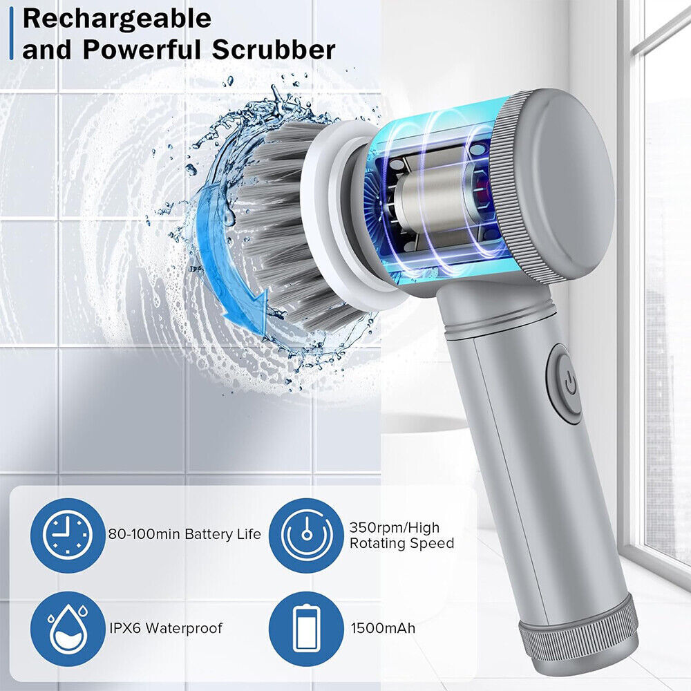 Brosse Rotative Sans Fil — Nettoyage Salle de Bain Sans Effort
