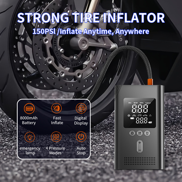 Booster Batterie + Compresseur 150 PSI — Dépannage 2-en-1 3
