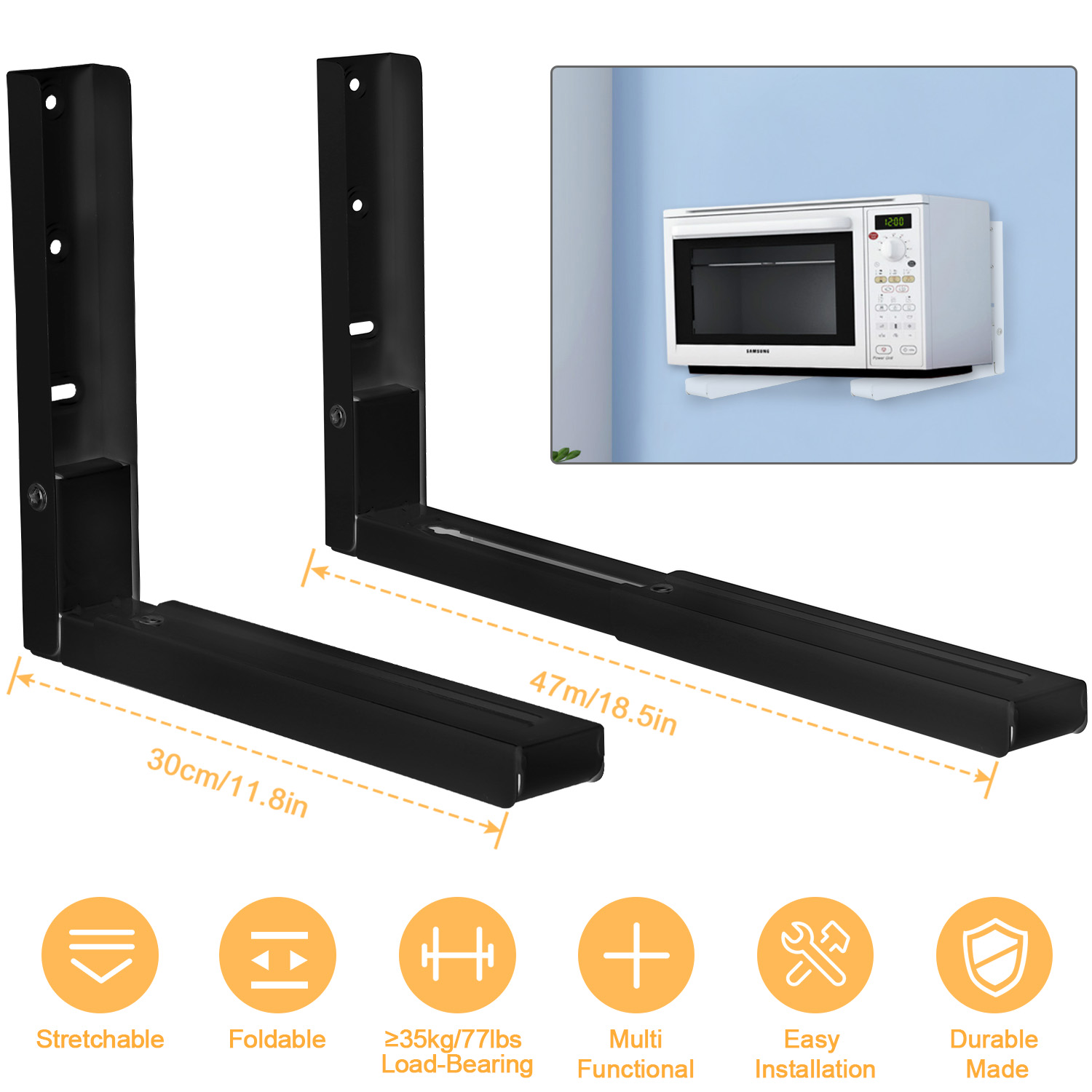 Support Mural Micro-Ondes Réglable — Lot de 2 8