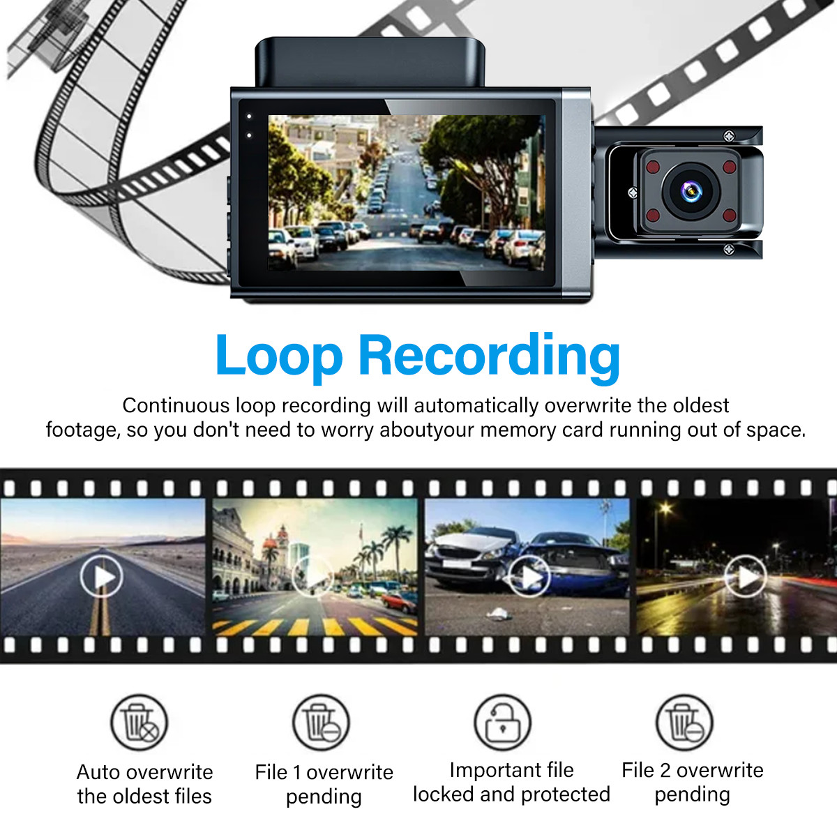 Dashcam Pro 3 Lentilles WiFi 1296P — Avant, Arrière, Intérieur 6