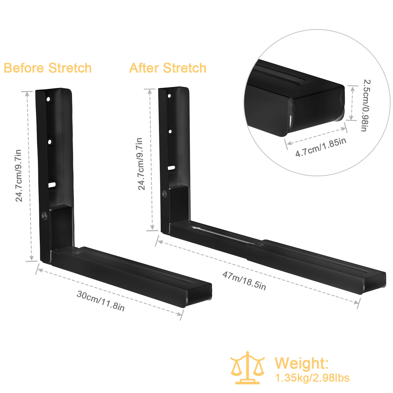 Support Mural Micro-Ondes Réglable — Lot de 2 5
